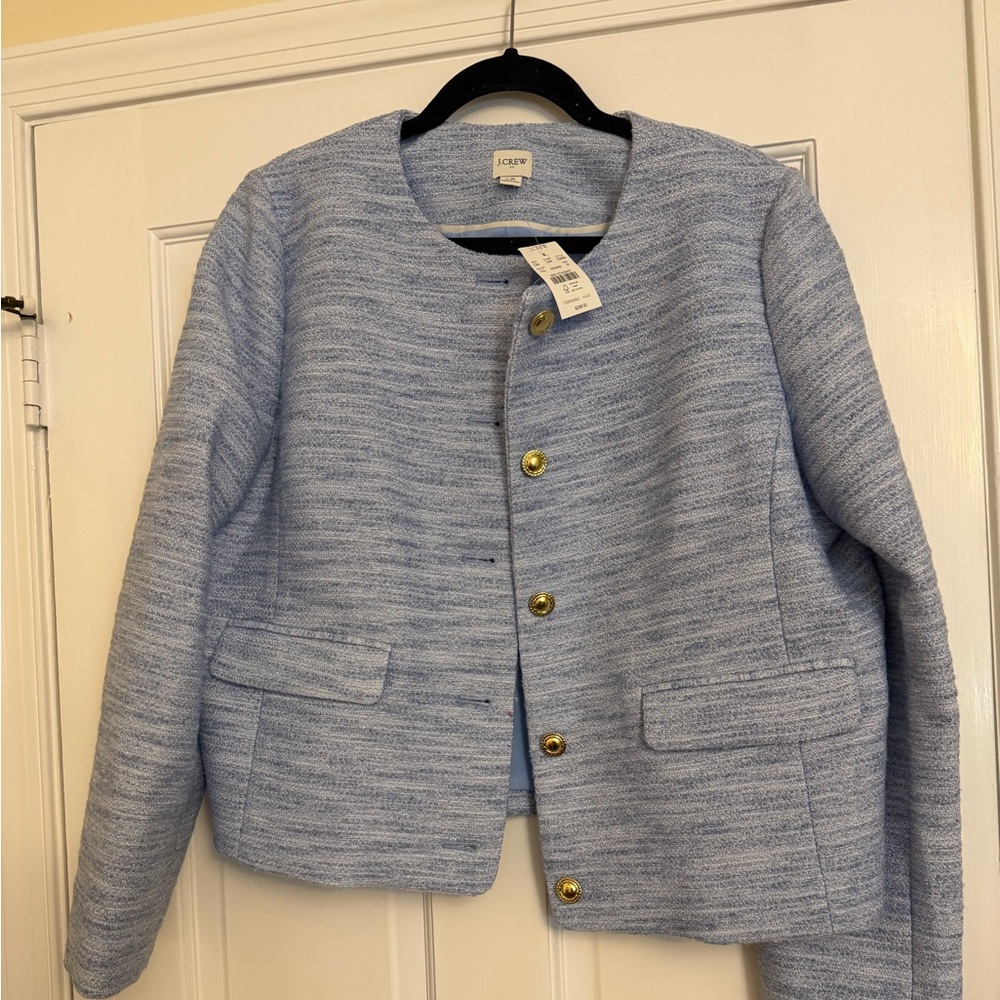 NWT J. Crew Light blue tweed blazer
